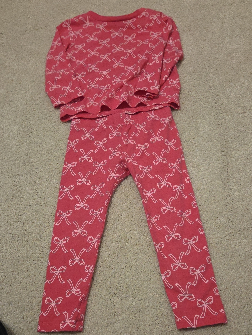 2T Bow Print Cotton Shirt And Leggings